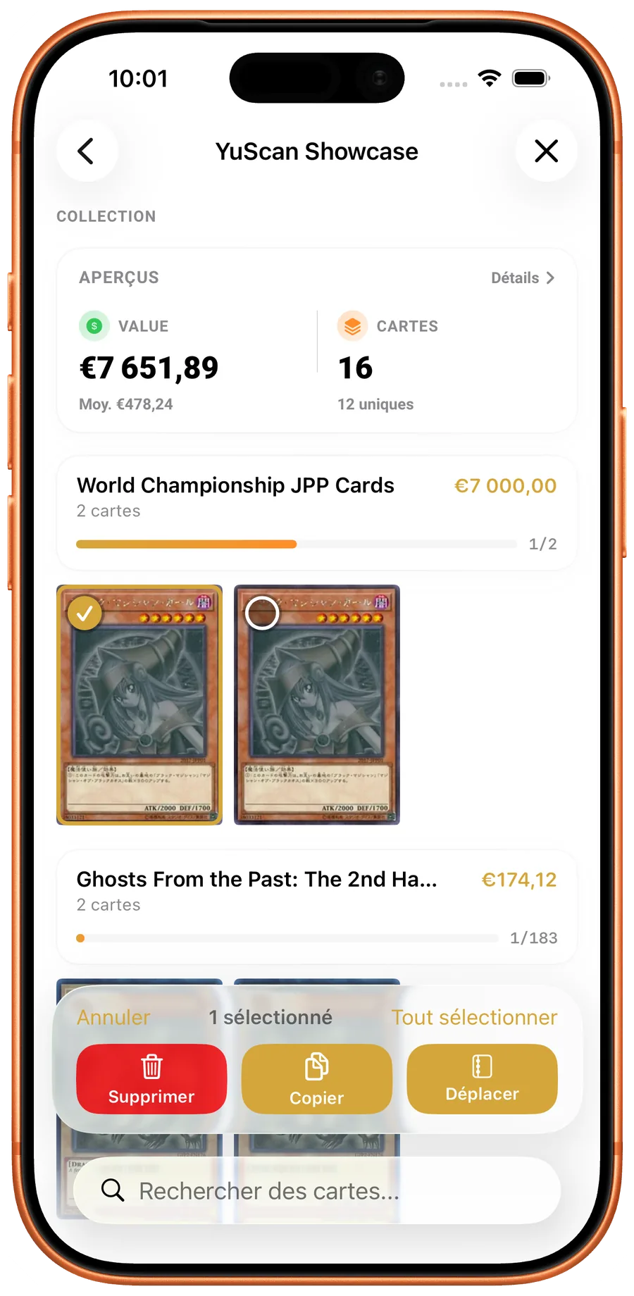Selection multiple pour deplacer, copier ou supprimer des cartes