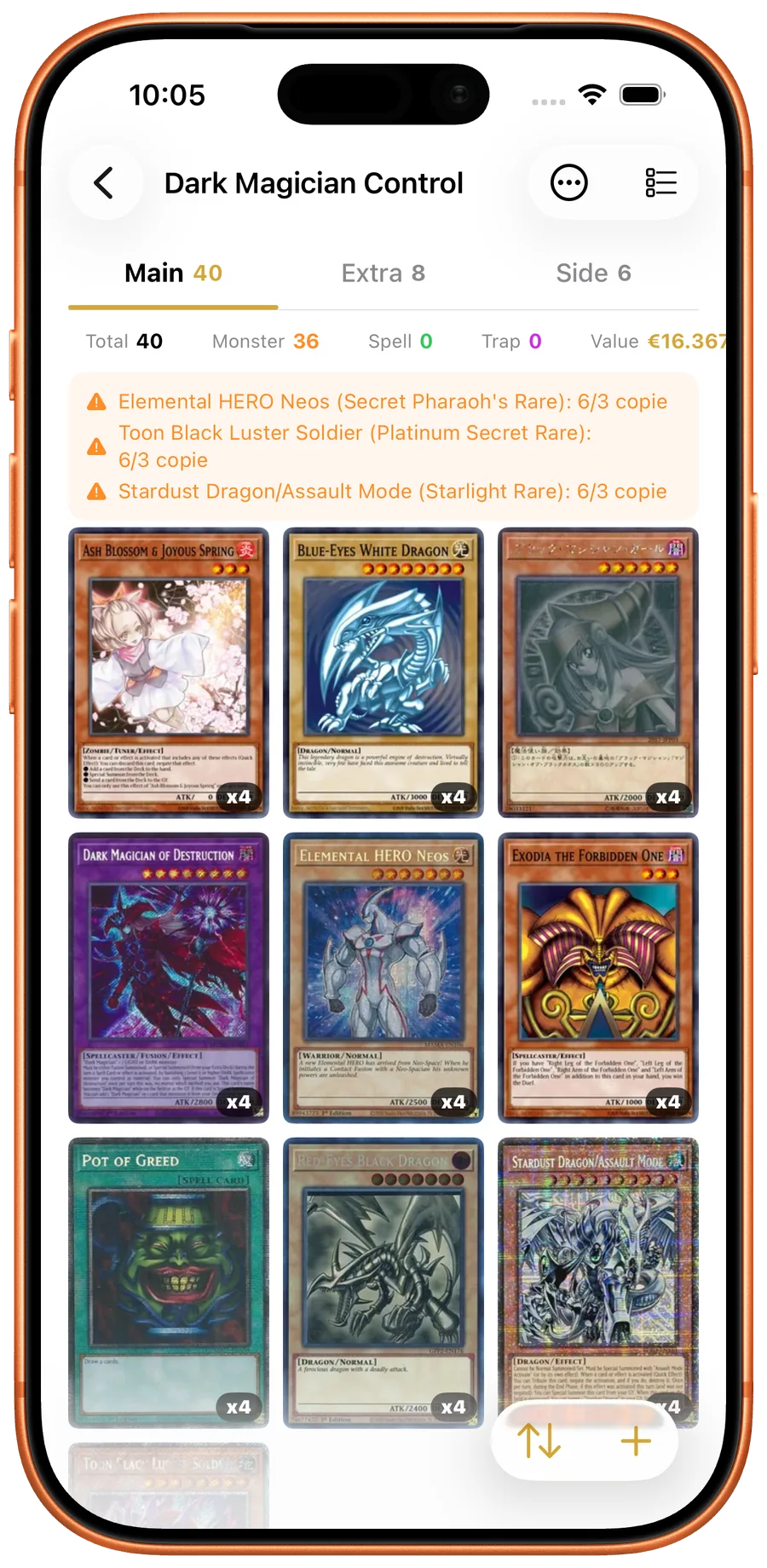 Mazzo Yu-Gi-Oh! convalidato con Main, Extra e Side Deck