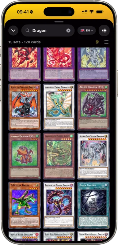 Card search results